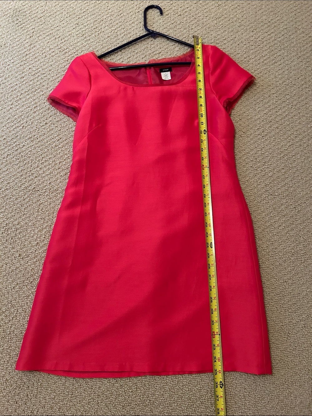 J. Crew silk Women's Short Sleeve Scoop Neck Red Sheath Dress